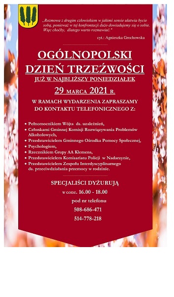 Ogólnopolski Dzień Trzeźwości, 29 marca 2021 r.